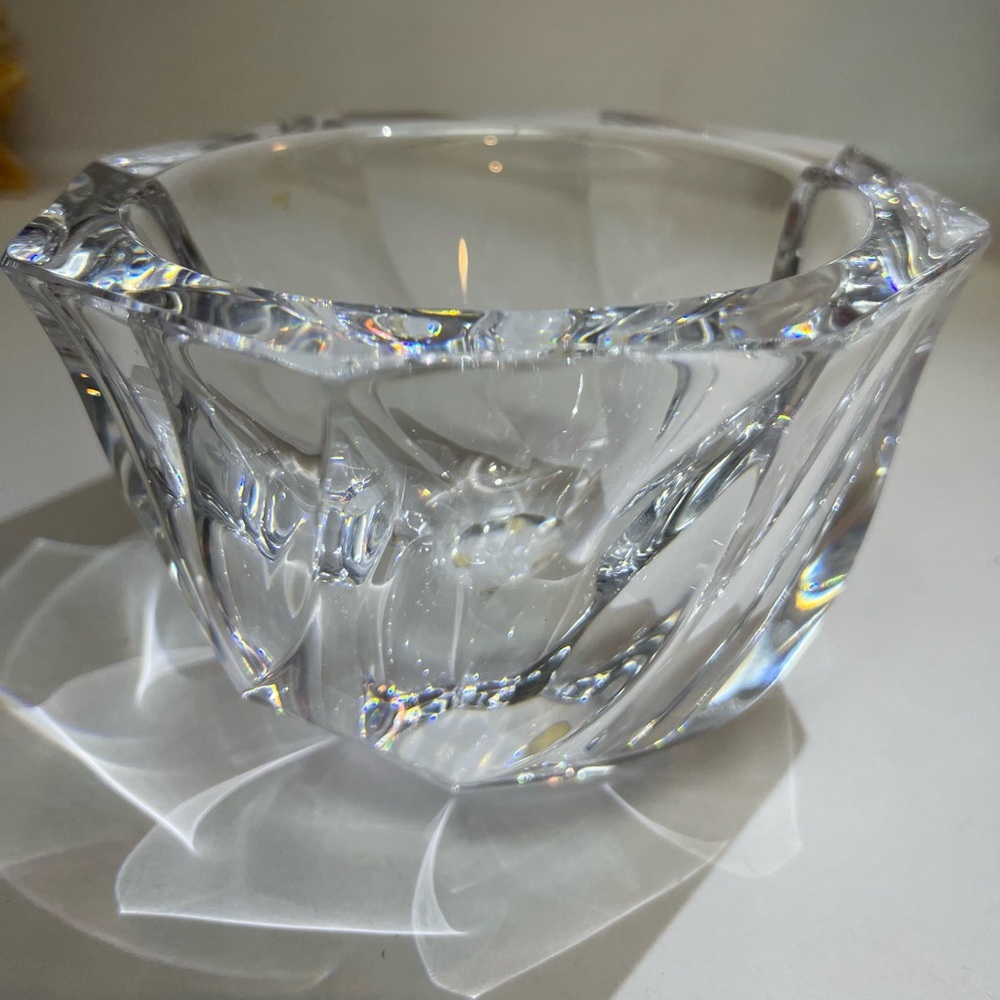 Orrefors Sweden Crystal Swirl Candy Dish 5” Diameter